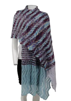 Missoni Womens Wool Scarf Purple Red Blue Zig Zag Geometric Shawl Wrap Cover Up • $186.14