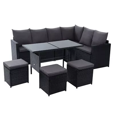Gardeon Outdoor Furniture Dining Setting Sofa Set Lounge Wicker 9 Seater • $818.34
