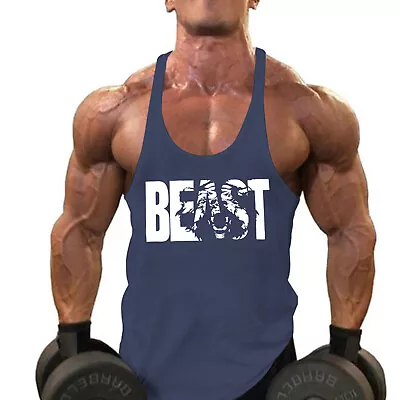 Men's Gym Tank Tops Y-Back Workout Muscle Tee Sleeveless Bodybuilding T Shirts • $9.55