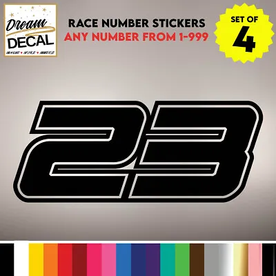 4 X CUSTOM Racing Numbers Decals Stickers Race Car MX Motocross Bike • £9.99