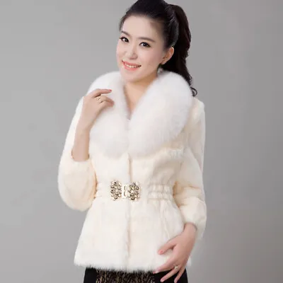 $43.87 • Buy Womens Faux Fur Collar Short Coats Work Winter Warm Thicken Jacket Outwear Party