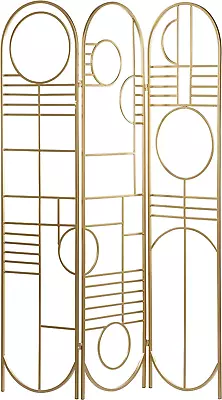 Metal Geometric Hinged Foldable Arched Partition 3 Panel Room Divider Screen 50 • $163.99