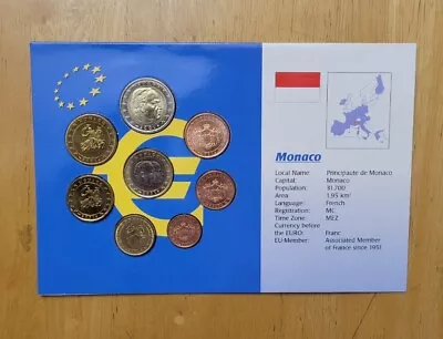 2001 (BU) Monaco 8 Euro Coin Set - With Facts Card • $174.95