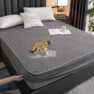 Waterproof Mattress Pad Skin-Friendly Fitted Sheet Bed Cover Latex Mat Cover • £54.42