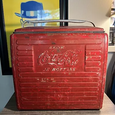 Vintage 1954 Coca-Cola Red Metal Cooler /  Coke Ice Chest / Action 201 Coca Cola • $199.95