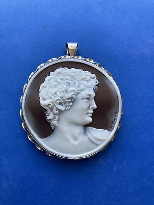 Amazing  Shell Cameo Handmade Museum Quality “david” Silver 925 Free Shipment • $299