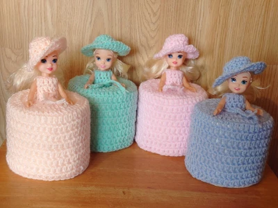 £14.99 • Buy 1 Toilet Roll, Dolls Cover, Crochet Ass Pastel  Or Bright Colours