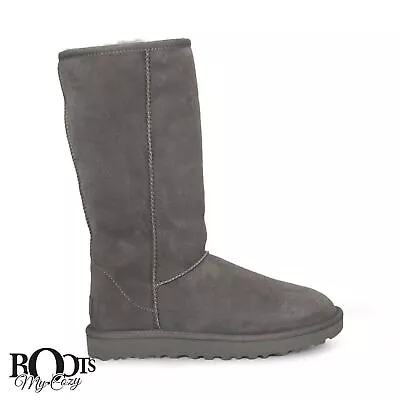 Ugg Classic Tall Ii Grey Suede Sheepskin Winter Women's Boots Size Us 9/uk 7 New • $189.99