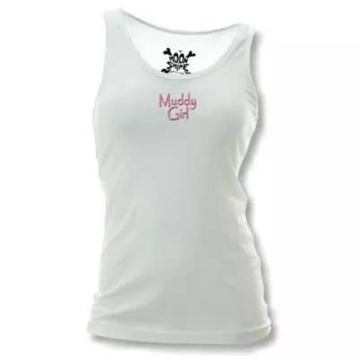 Moon Shine Attire Women's Muddy Girl Logo White Tank Top #MGFLWTT • $19.99