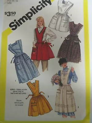 Vtg 80s Simplicity 6173 FULL APRONS IN TWO LENGTH Sewing Pattern Women MED UNCUT • $14.99