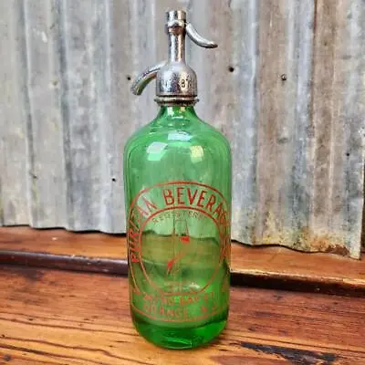 1950s Vintage PURITAN Green SELTZER SODA Water BOTTLE Orange NJ Sign Beer Bar • $75