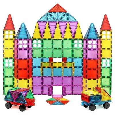 Magna Tiles Clear Colors Magnetic Building Toy Magnet Blocks Kids 3D Set 100 Pcs • $38