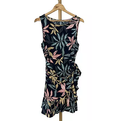 $30 • Buy Tokito Dress Wrap Look Size 14 Sleeveless Flattering Formal Wedding Frill Leaf