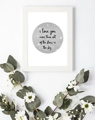 £4.50 • Buy Typography Print A4 Quote Gift Nursery I Love You Baby A4 Wall Art Stars