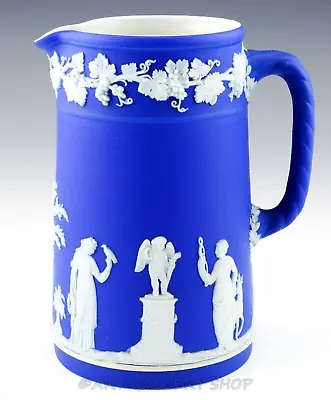 1924 Wedgwood England Jasperware NEOCLASSICAL DARK BLUE 6-1/4  PITCHER JUG • $31.49