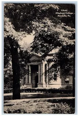 Meadville Pennsylvania PA Postcard Library Allegheny College Exterior 1947 Trees • $19.47