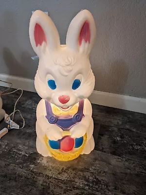 EASTER BUNNY Rabbit W/ Basket Eggs Blow Mold 19” General Foam Plastics • $39.99