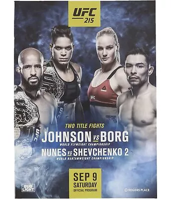 UFC Unisex 215 Johnson Vs Borg Official Program Blue One Size • $31.99