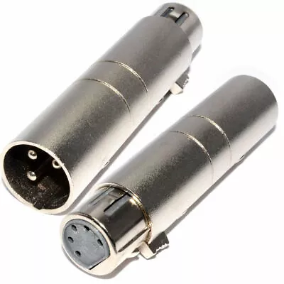 3 Pin XLR To 5 Pin DMX Metal Cased Converter Audio & Lighting Adapter 3-5 Or 5-3 • £3.82