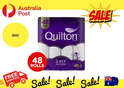 $32.98 • Buy 48x Quilton Toilet Paper Tissue Rolls Thick Soft Absorbent 3-Ply 180 Sheets