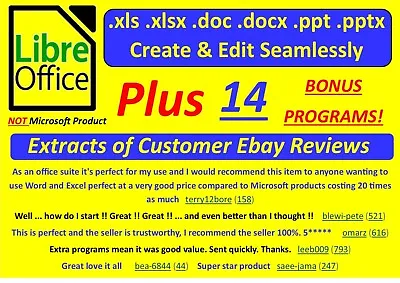 LibreOffice 2023 Word-Processor Spreadsheet Software  Home Business 15 Programs • £4.95