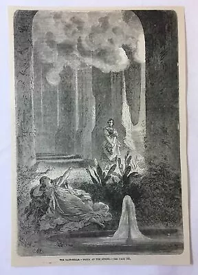 1877 Magazine Engraving ~ THE RAIN BELLE - MARIA AT THE SPRING • $7.25