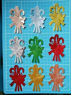 Craft Die Cuts 9 Christmas Candy Canes & Flower Card Toppers (Set 1) • £2.99