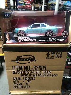 Jada Fast & Furious 1/24 Brian's Nissan Skyline GT-R (BNR34) Light Green • $25.99