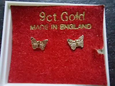 9ct Yellow Gold Children's Butterfly Stud Earrings  • £20