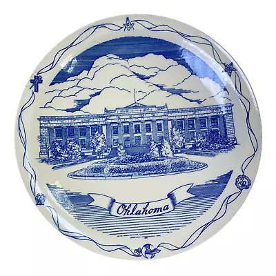 VERNON KILNS Display Plate OKLAHOMA Blue 10-1/2  Freemason Scottish Rite Temple • $18.69