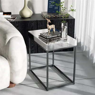 Glass Mirrored Bedside Tables Side End Tables Nightstand For Living Room Bedroom • £57.91