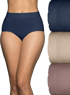 3 Pack Vanity Fair Women's No Pinch No Show Seamless Brief Panty Choc/Beige/Navy • $19.99