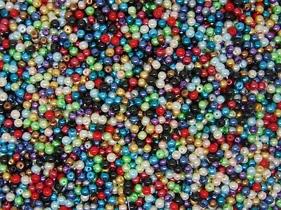 £1.99 • Buy Round Glass PEARL Beads ( 200 - 4mm ) ( 100 - 6mm ) (50 - 8mm ) 25 - 10mm)