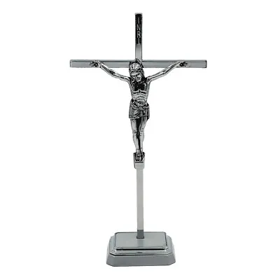 8.5  Metallic Altar Chrome Crucifix With Stand • $39.95