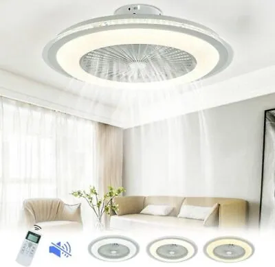 23 Inch Low Profile Ceiling Fan Flush Mount Chandelier Light With LED And Remote • $57