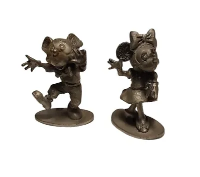 VTG Hudson Pewter Walt Disney Productions Mickey Minnie Mouse Dancing Figurines • $12