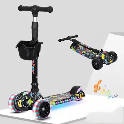 3 Wheel Kids Scooter Child Kick Flashing Led Light Up Push Adjustable Xmas Gift • £23.99