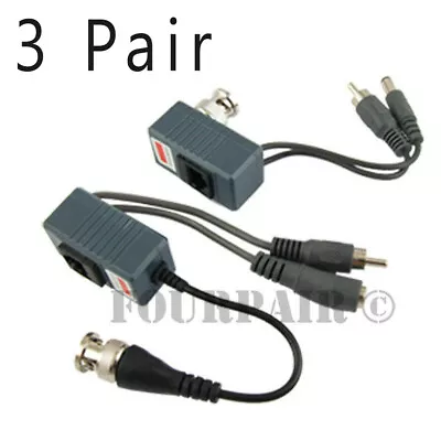 6pcs 3 Pair CCTV Coax BNC Video Audio Power Balun Transceiver To CAT5e 6 TVI AHD • $10.48