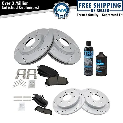 Front Rear Ceramic Brake Pad Performance Coated Rotor Kit W/Chemicals • $383.38