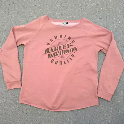 $24.97 • Buy Harley Davidson Sweatshirt Womens XL Pullover Long Sleeve Logo Pink Dealer Logo