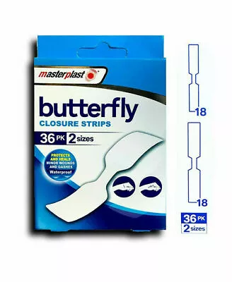 36 STERILE SKIN CLOSURE STRIPS Butterfly Steri Cut Support Stitches 3mm Width MP • £2.80