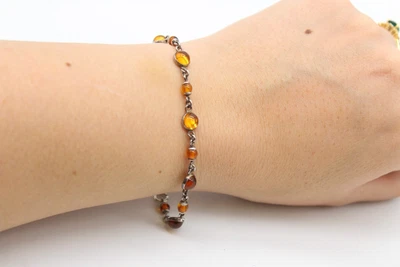 £0.99 • Buy T Beautiful Vintage Sterling Silver 925 Amber Tennis Bracelet 5g