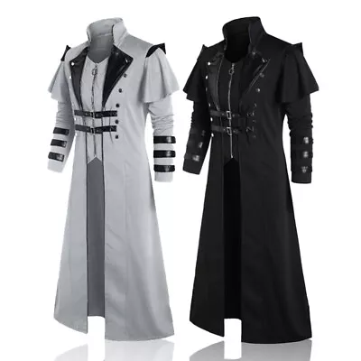 Men's Victorian Style Medieval Frock Coat Long Trench Cape Cloak Costume Jackets • $61.37