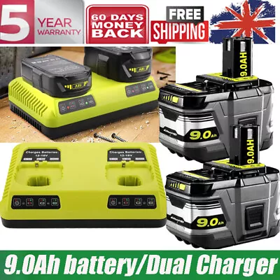 2x Battery/Charger 18V 12AH For Ryobi One+Plus P108 Lithium RB18L50 18Volt P109 • £18.99