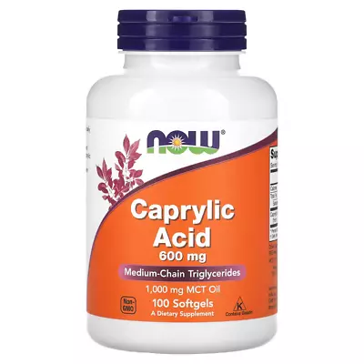 Now Foods - Caprylic Acid - 100 Softgels - 600 Mg - New Stock - Exp: Sep 2025 • £19.49