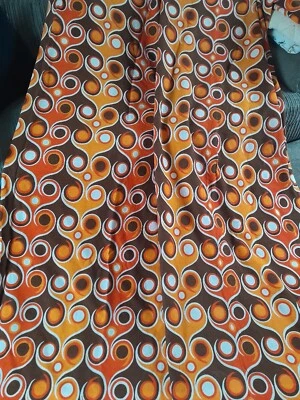 £34.99 • Buy Retro 1960s 1970s Orange Brown VTG Curtains Nice Fabric 2 Panels 61  X 89  Each
