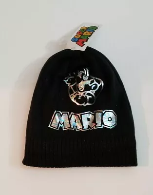 Nintendo Super Mario Youth Hat Beanie Black Halographic 2018 • $10.39