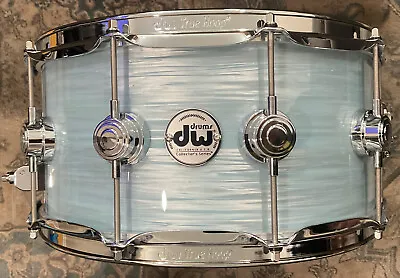 DW Collectors Series Pale Blue Oyster Maple 6.5x14” W/Crome Hw • $799.99