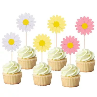Plastic Daisy Flower Cake Topper 3D DIY Cake Decorations  Birthday Party • $6.56