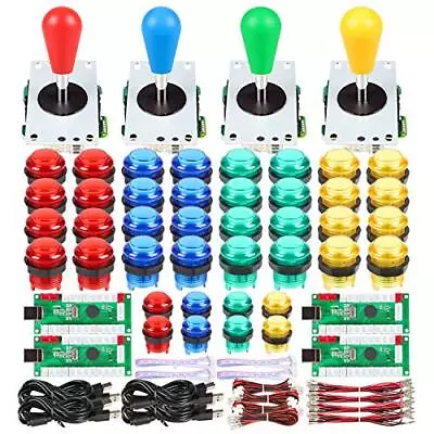  4 Player LED Arcade Kit Ellipse Oval Style Joystick USB Encoder To PC Games  • $124.80